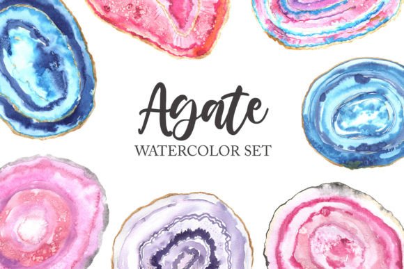 Download Watercolor Agate Stones Clipart PNG - Color Collection