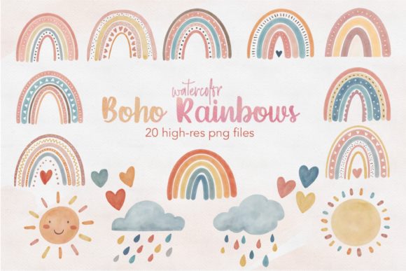 Download Watercolor Boho Rainbow Clipart&nbsp; - Color Collection