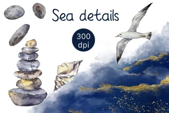Download Sea Watercolor Clipart Stones Seagull - Color Collection