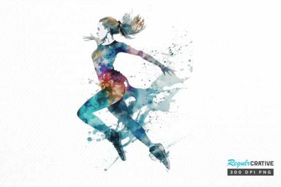 Download Watercolor Woman Figure Skating Clipart - Color Collection