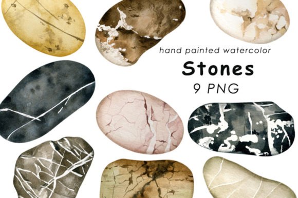 Download Stones Watercolor Clipart PNG - Color Collection