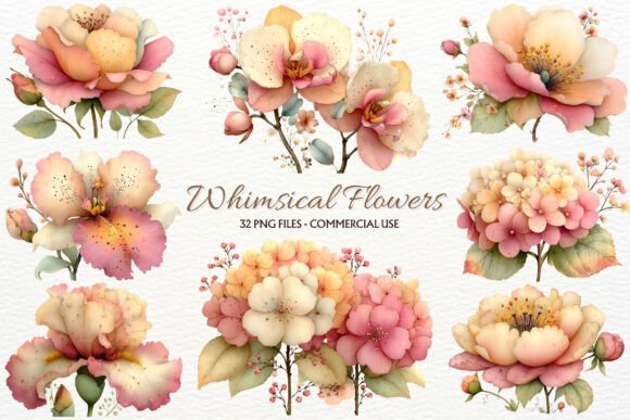 Download Whimsical Flowers PNG Floral Clipart - Premium Bundle