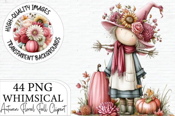 Download Whimsical Pink Autumn Floral Clipart - Premium Resources