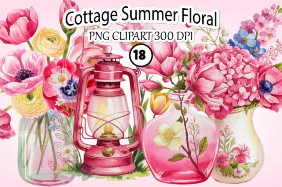 Download Whimsical Cottage Summer Floral Clipart - Premium Resources